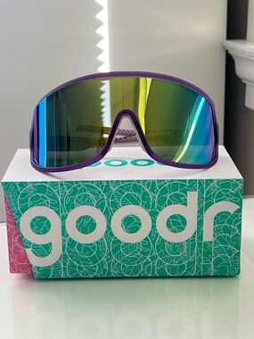 goodr Men’s Purple Shield Sunglasses with Mirrored Lenses